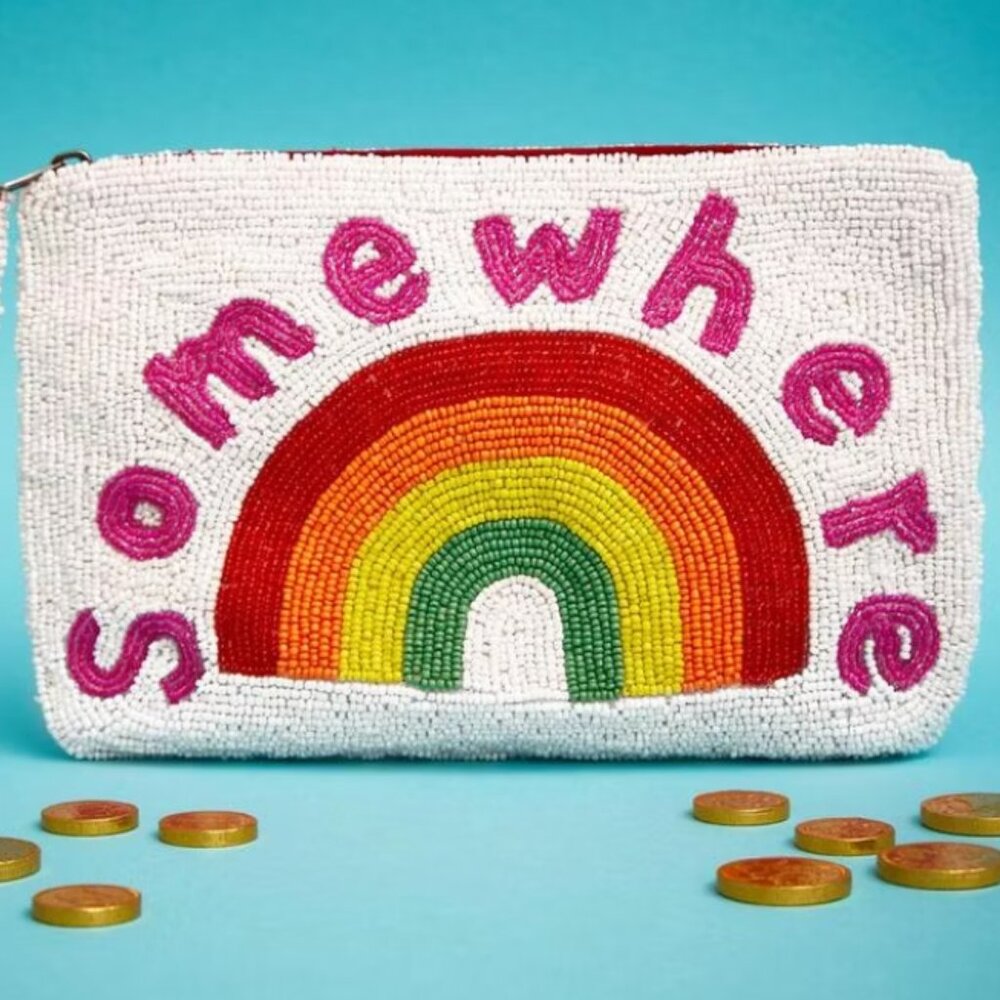 The Jacksons UK SOMEWHERE Rainbow Beaded CLUTCH NWT